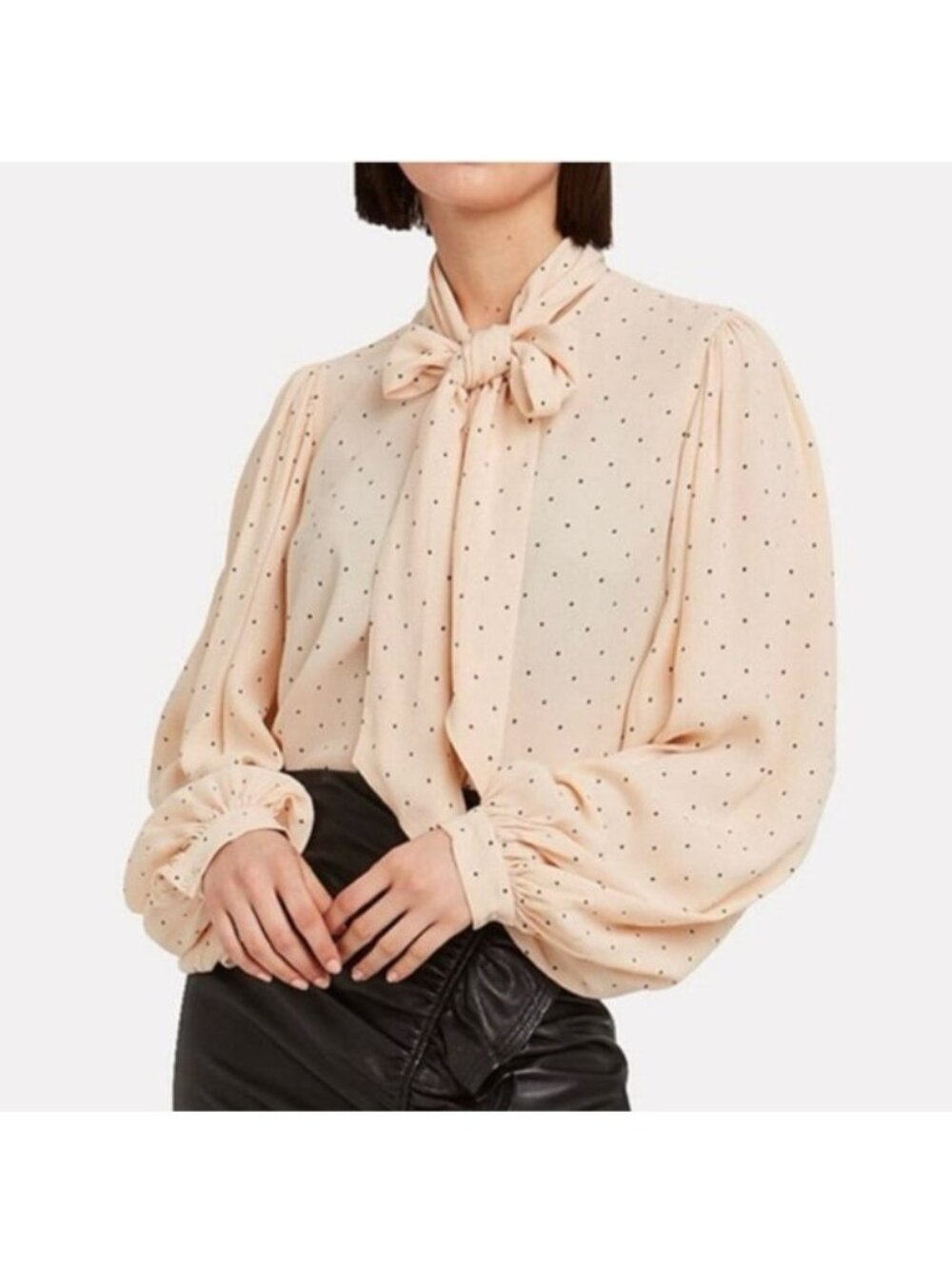 Equipment Femme Blouse L Polka Dot Bow Tie Balloon Sleeve French Office Siren